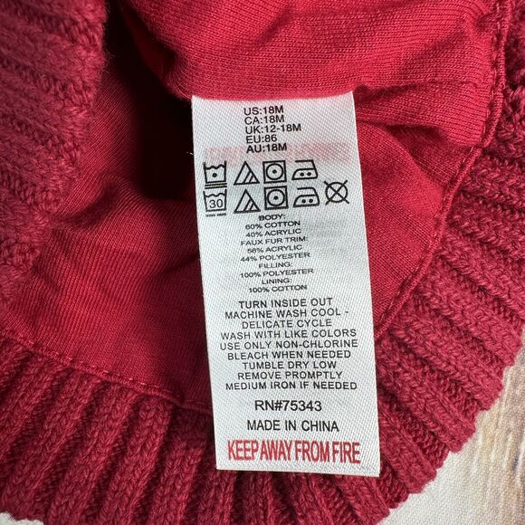 Catherine Malandrino Mini Girls Sz 18M Cable Knit Sweater Dress Leopard Vest Hat - Picture 8 of 10